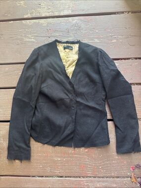 Black Women's Tailored Blazer with Gold Jacquard Lining